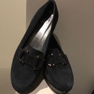 Stuart weitzman black suede wedge shoes